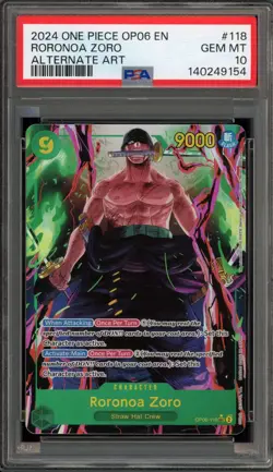 One Piece CCG Roronoa Zoro Alternate Art OP06-118 PSA 10 Gem Mint - Image 1