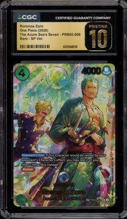 One Piece CCG Roronoa Zoro OP14-EB04 Special Alt Art PRB01-006 CGC 10 Pristine - Image 1