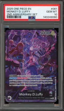 One Piece CCG Monkey.D.Luffy 2nd Anniversary Set OP09-061 PSA 10 Gem Mint - Image 1
