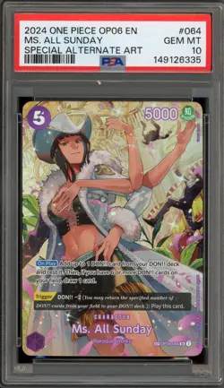 One Piece CCG Ms. All Sunday Special Alternate Art OP04-064 PSA 10 Gem Mint - Image 1