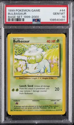 1999 POKEMON GAME BASE SET 1999-2000 #44 BULBASAUR PSA 10 - Image 1