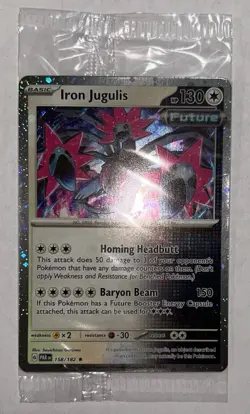 Pokemon - Iron Jugulis 158/182 Cosmos Holo Sealed Exclusive - Paradox Rift - Image 1