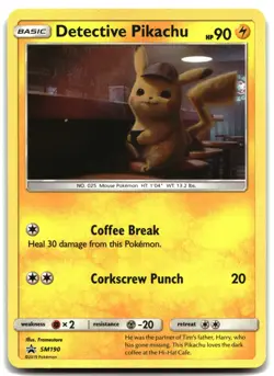 Pokemon Detective Pikachu Holo Promo SM Promos SM190 MP - Image 1