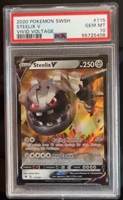 2020 Pokemon Sword & Shield Vivid Voltage Steelix V Full Art Holo 115/185 PSA 10 - Image 1