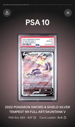 Pokemon TCG Skuntank V 181/195 SW&SH Silver Tempest Illustration Rare PSA 10 - Image 1