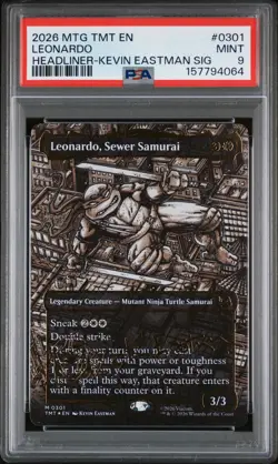 2026 MTG TMNT HEADLINER KEVIN EASTMAN SIGNATURE LEONARDO SEWER SAMURAI PSA 9 - Image 1