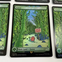 MTG 8x Forest (1942) *RAINBOW FOIL* SECRET LAIR: SpongeBob MT/NM Combined Ship - Image 2