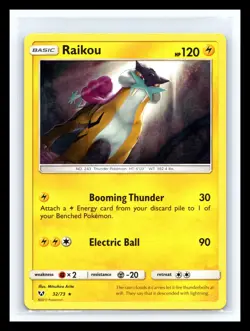 💥 RAIKOU # 32/73 Shining Legends Holo Rare Pokemon Card 2017 - Image 1