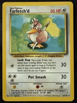 Pokemon TCG Farfetch'd Base Set 27/102 Regular Unlimited Uncommon - Image 1