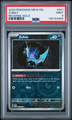 2023 POKEMON MEW EN-151 REVERSE HOLO #041 ZUBAT PSA 9 - Image 1