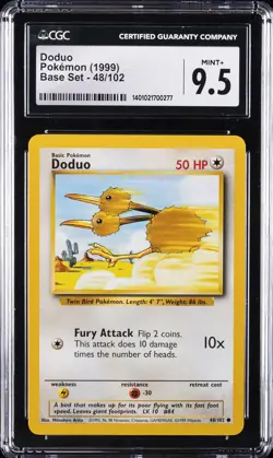 1999 POKEMON BASE SET #48/102 DODUO CGC 9.5 - Image 1