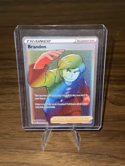 Brandon Full Art Secret Rare 203/195 Silver Tempest Holo Trainer Pokemon TCG - Image 1