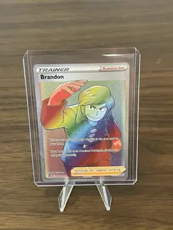 Brandon Full Art Secret Rare 203/195 Silver Tempest Holo Trainer Pokemon TCG - Image 2