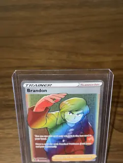 Brandon Full Art Secret Rare 203/195 Silver Tempest Holo Trainer Pokemon TCG - Image 4