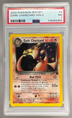 2000 Pokemon Team Rocket 4 Dark Charizard Holo PSA 7 146962659 - Image 1