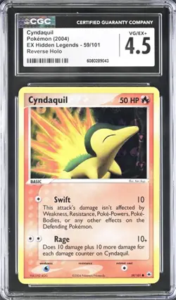 2004 Pokemon EX Hidden Legends Cyndaquil #59/101 CGC 4.5 - Image 1