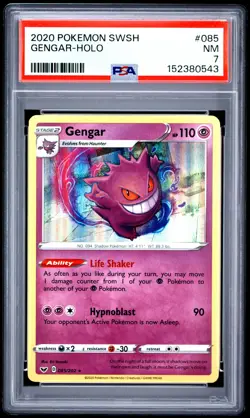 2020 POKEMON SWORD & SHIELD #085 GENGAR-HOLO PSA 7 - Image 1
