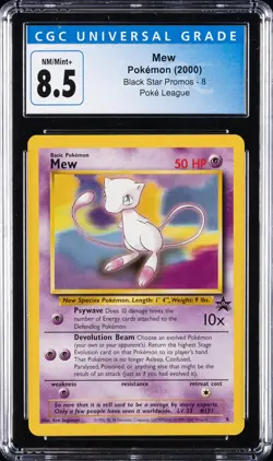 2000 POKEMON BLACK STAR POMOS POKE LEAGUE #8 MEW CGC 8.5 - Image 1