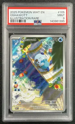 OSHAWOTT PSA 9 2025 POKEMON WHITE FLARE #105/086 WHT EN ILLUSTRATION RARE IR 395 - Image 1