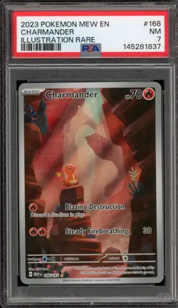 Pokemon Charmander 151 MEW EN Illustration Rare #168 PSA 7 - Image 1