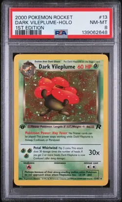 2000 POKEMON ROCKET 1ST EDITION #13 DARK VILEPLUME-HOLO PSA 8 - Image 1
