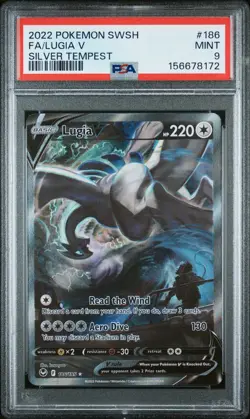 2022 POKEMON SWORD & SHIELD SILVER TEMPEST #186 FULL ART/LUGIA V PSA 9 - Image 1