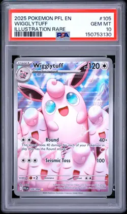 2025 POKEMON PFL EN-PHANTASMAL FLAMES ILLUSTRATION RARE #105 WIGGLYTUFF PSA 10 - Image 1