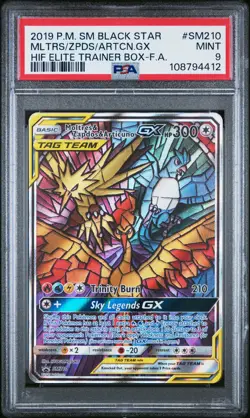 2019 POKEMON SM BLACK STAR PROMO FULL ART/MOLTRES & ZAPDOS & ARTICUNO GX PSA 9 - Image 1