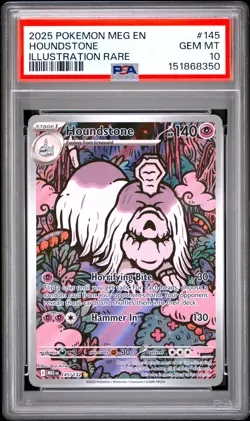 2025 POKEMON MEG EN-MEGA EVOLUTION ILLUSTRATION RARE #145 HOUNDSTONE PSA 10 - Image 1