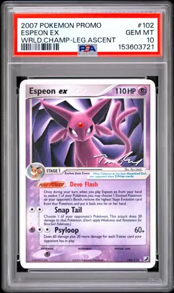 2007 POKEMON WORLD CHAMPIONSHIPS PROMO LEGENDARY ASCENT #102 ESPEON EX PSA 10 - Image 1