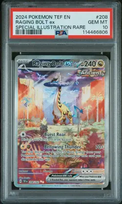 2024 POKEMON TEMPORAL FORCES SPECIAL ILLUSTRATION RARE RAGING BOLT EX PSA 10 - Image 1