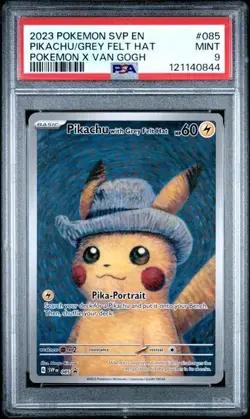 Pokemon Pikachu with Grey Felt Hat Van Gogh Full Art Promo SVP EN 085 PSA 9 Mint - Image 1