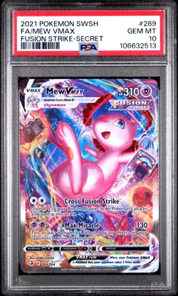 2021 Pokemon Fusion Strike Mew Vmax Full Art #269 GEM MT PSA 10 Secret Rare - Image 1