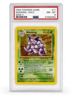 2000 Pokemon Game Nidoking 011/130 Base Set 2 Holo PSA 8 - Image 1