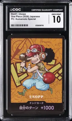2026 ONE PIECE JAPANESE PC: KUMAMOTO SPECIAL DON!! USOPP CGC 10 GEM MINT - Image 1