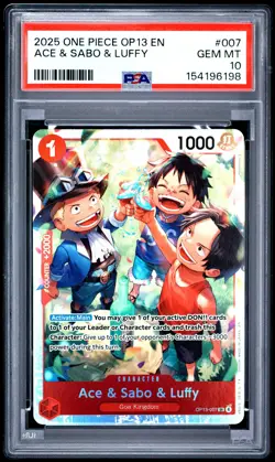 2025 ONE PIECE OP13-CARRYING ON HIS WILL #007 ACE & SABO & LUFFY PSA 10 - Image 1
