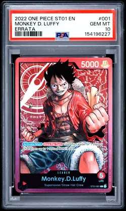2022 ONE PIECE STARTER DECK ST01-STRAW HAT CREW ERRATA MONKEY D. LUFFY PSA 10 - Image 1