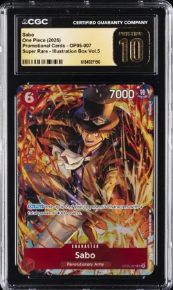 2026 ONE PIECE PROMO CARDS SUPER RARE ILLUSTRATION BOX VOL SABO CGC 10 PRISTINE - Image 1