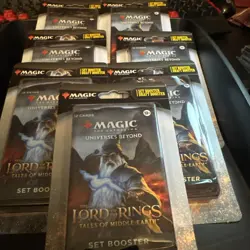 7x - Magic The Gathering Lord Of The Rings 1 Set & 1 Draft Booster Blister Packs - Image 1