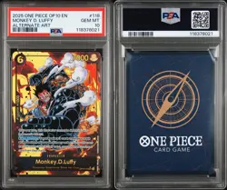 2025 One Piece OP10 En Monkey D Luffy Alternate Art #118 PSA 10 Gem - Image 2