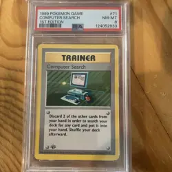 Pokemon First Edition Shadowless Base Computer Search 1999 Wotc Psa 8 New Cert - Image 1
