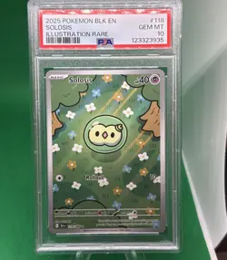 2025 Pokemon SOLOSIS 118/086 BLK EN Illustration Rare Full Art PSA GEM MINT 10 - Image 1