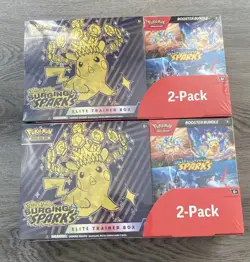 (2 BOXES) Pokemon Surging Sparks ETB + Booster Bundle Costco 2-pack - SEALED! - Image 1