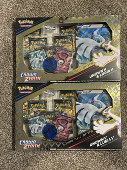 Pokemon TCG Crown Zenith Lugia V & Unown V Special Collection Sealed - Lot of 2 - Image 1