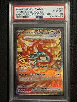 Pokemon Hearthflame Mask for Ogerpon EX Twilight Masquerade 212/167 TCG PSA 10 - Image 1