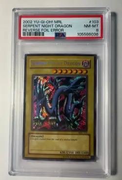 2002 Yu-Gi-Oh Serpent Night Dragon MRL-103 REVERSE FOIL ERROR PSA 8 Misprint NM - Image 1