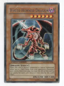 White Horned Dragon MDP2-EN006 Limited Edition Rare Holo Yugioh TCG - MP - Image 1