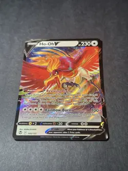 Pokemon Ho-Oh v Silver Tempest Card TCG Full Art Holo Rare Card 140/195 - Image 1