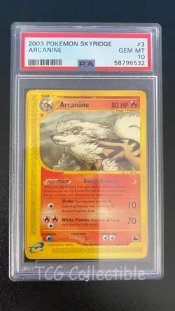 PSA 10 GEM MINT Arcanine 3 Rare 2003 Skyridge WOTC Pokemon Card Pop 71 - Image 1