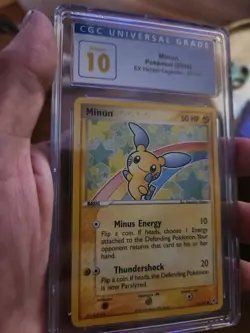 (POP 3) CGC 10 PRISTINE Minun 67/101 Ex Hidden Legends 2004 Pokemon Card - Image 1